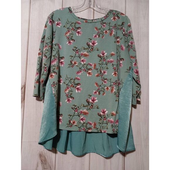 cameo Tops - Cameo Appearance Shirt Ladies‎ 1x Turquoise Pink Floral